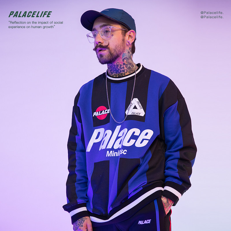 老唐校长palace life潮流palazzo17号国米尤文条纹球衣圆领卫衣