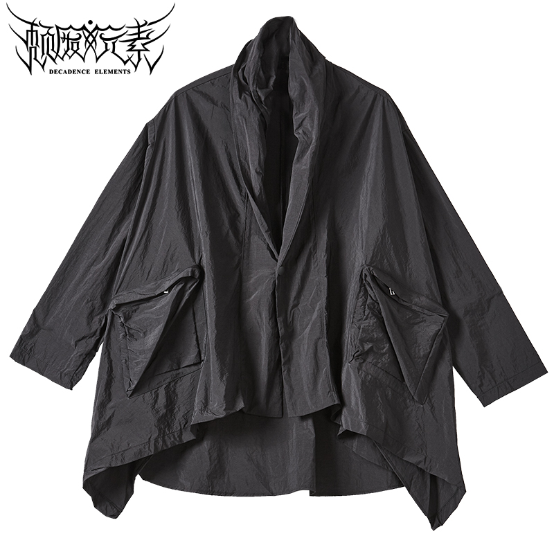 颓废元素暗黑风衣薄款宽松yohji设计男装个性外套立体裁剪蝙蝠衫