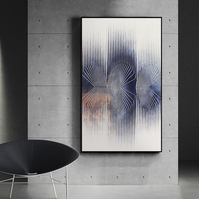 北欧现代轻奢走廊竖版挂画简约时尚抽象艺术3d立体打印玄关装饰画