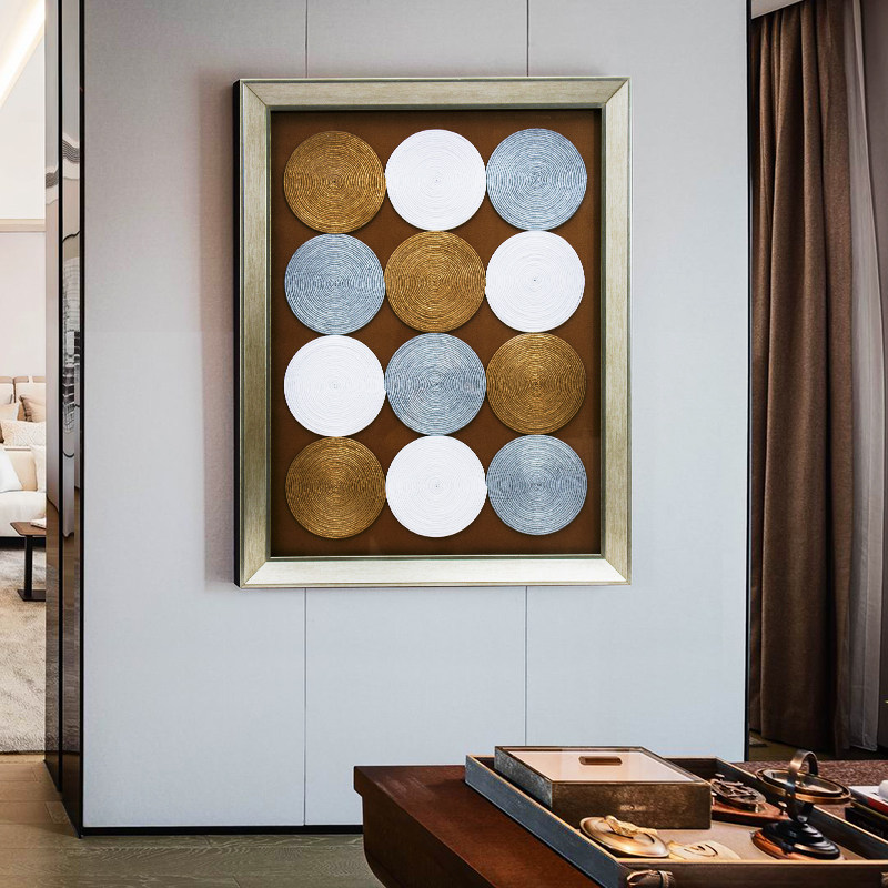 艺林画境古典立体麻绳过道玄关装饰画纯手工挂画客厅卧室床头壁画