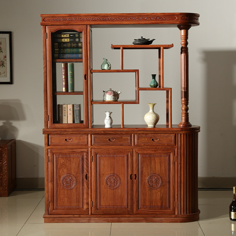 非洲花梨玄关柜 中式双面开屏风隔断柜 厅柜 红木隔断酒柜 门厅柜