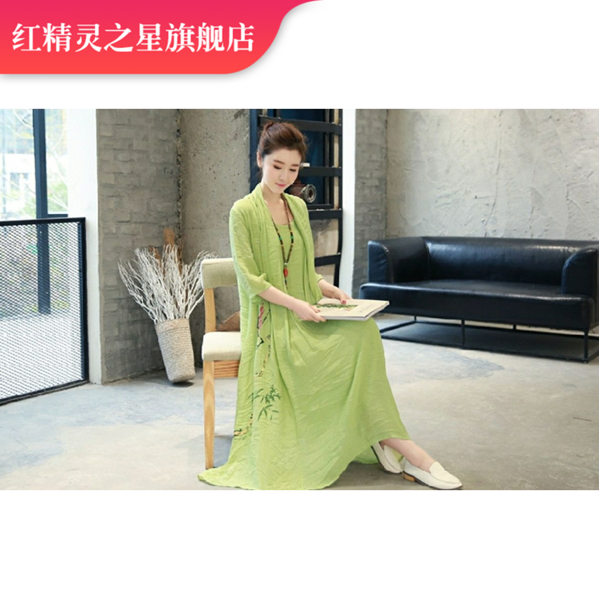 。加大碼mm亂在江南棉麻連衣裙潮新款寬松中式棉麻連衣裙風情複古在類目 女裝/女士精品, 大碼女裝中 - 來自Buy2taobao.com提供專業的淘寶代購服務