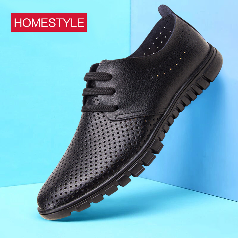 summer leather shoes ventilation genuine leather cowhide Thin section Hollow black go to work work soft sole business affairs leisure time shoesin the Men's Shoes, Low shoe, Casual shoes category - from Buy2taobao.com to provide professional Taobao agent buy service