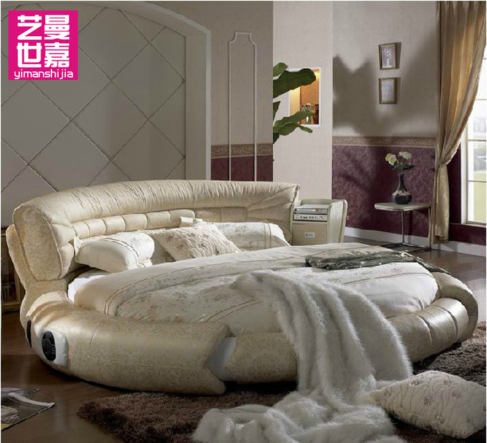 Art Man Sega sound Leather Round Bed Double bed Leather bed Sound circle bed Soft bed Y22 Pack Logisticsin the Residential furniture , Beds , Leather Bed category - from Buy2taobao.com to provide professional Taobao agent buy service