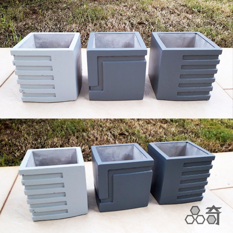 方形水泥花盆模具创意简约工业风清水混凝土diy笔筒办公磨具硅胶