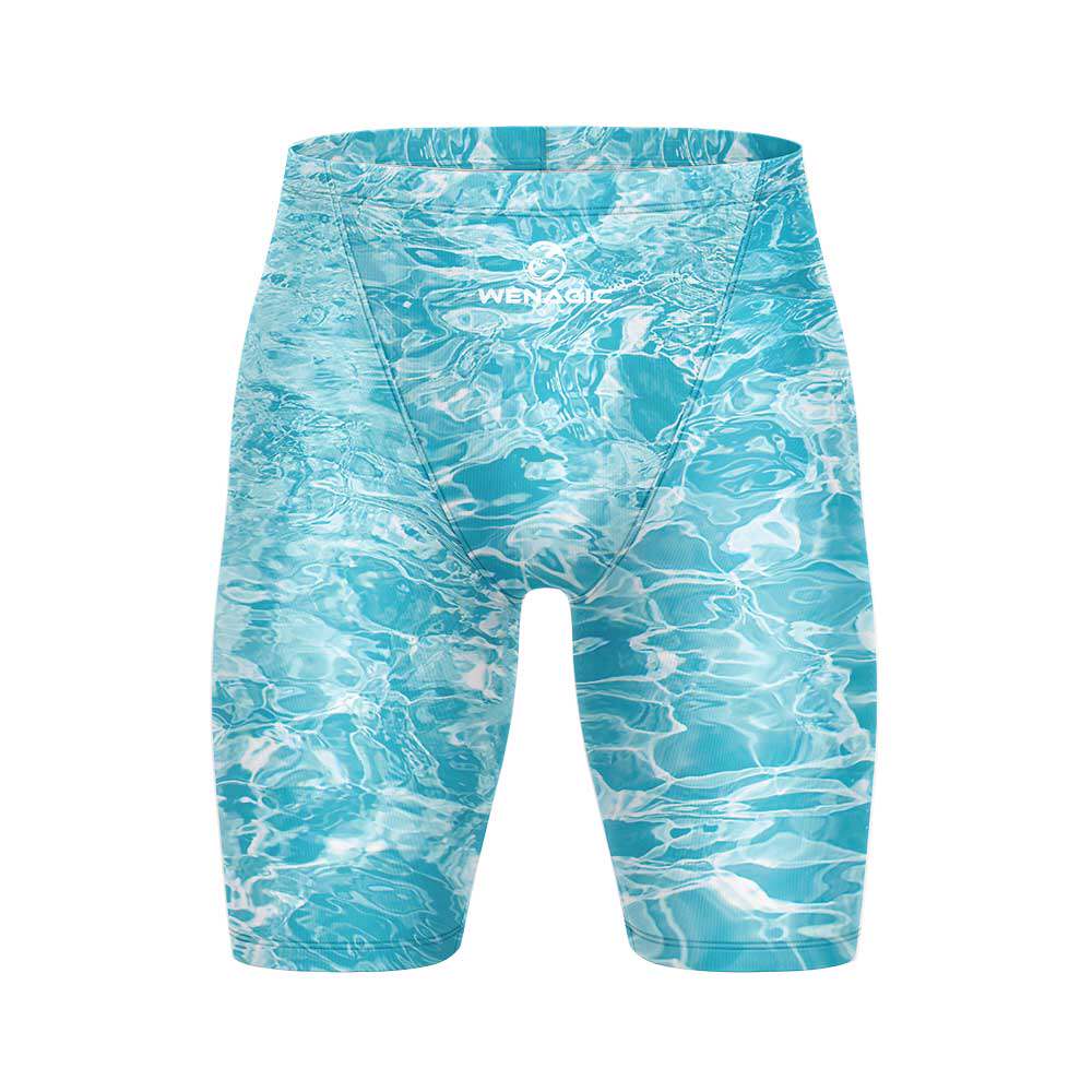 男士泳裤五分速干训练防尬尴个性涂鸦游泳馆教练冬泳温泉游泳裤男