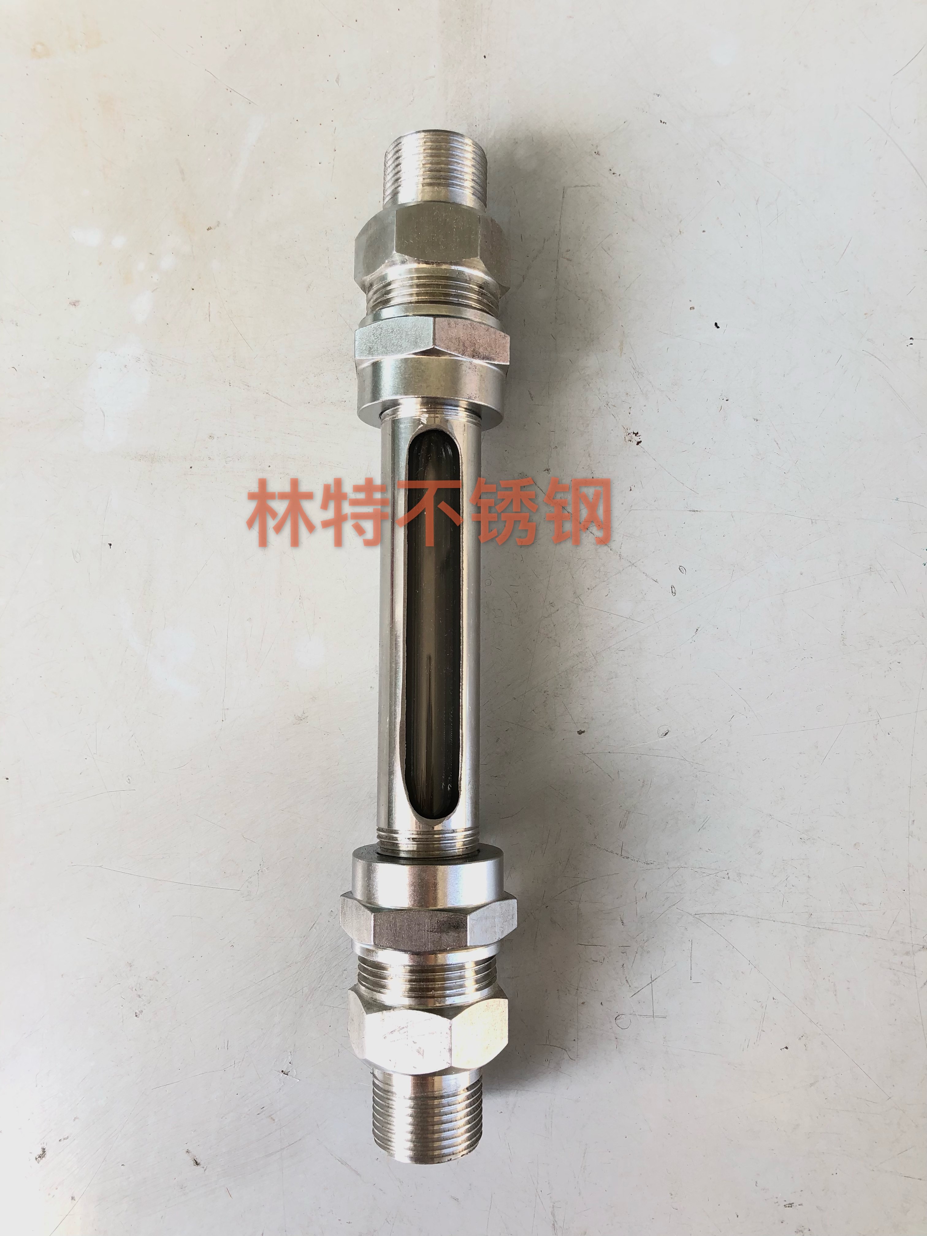 304不锈钢直通式液位计双头外丝透明有机玻璃管油标可视窗水位计