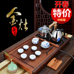 金灶V-518功夫茶具套装红实木茶盘排水式自动上水泡茶机茶台茶海