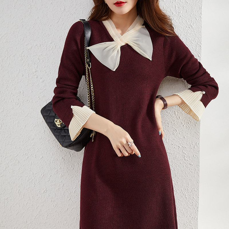 正品欧哥弟人秋冬季新款宽松中长款裙子羊毛针织欧货时尚连衣裙女
