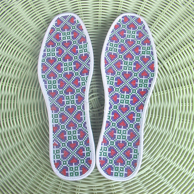 纯手工十字绣精品女款棉布传统老式几何图案防臭吸汗袜底鞋垫