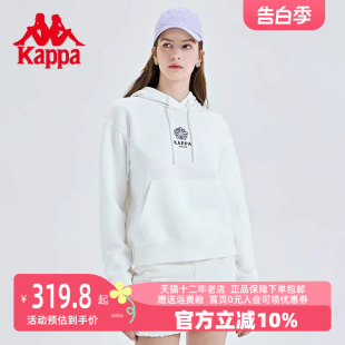 Kappa卡帕女款套头帽衫2024新款运动卫衣休闲印花外套K0D22MT70