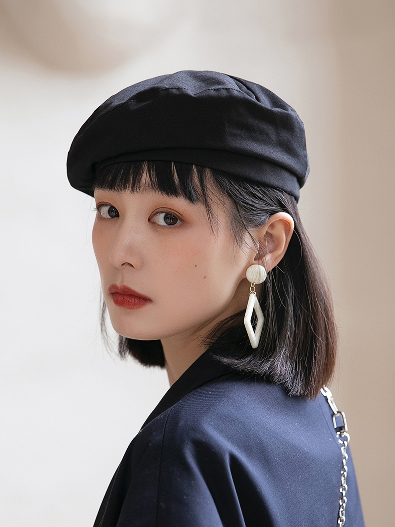 贝雷帽女夏季薄款黑色蓓蕾帽韩版百搭时尚女士画家帽春秋新款帽子