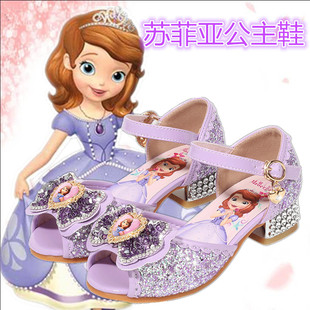 女童凉鞋2024新款夏季苏菲亚小公主水晶高跟艾莎女宝宝爱莎儿童鞋