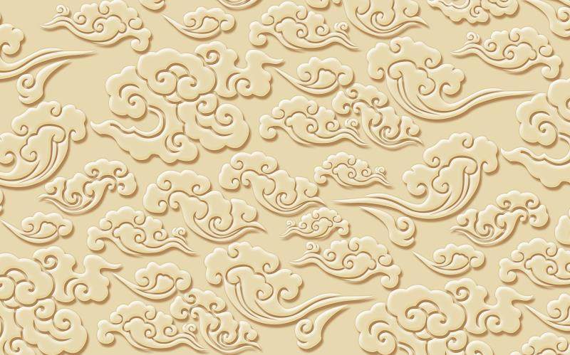 古纹祥云壁纸佛堂文化寺庙顶棚浮雕背景墙3d立体百福图案壁画优惠券