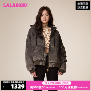 LALABOBO冬春季新款潮休闲夹棉服牛仔夹克大码外套女|LBCD-WSJW17