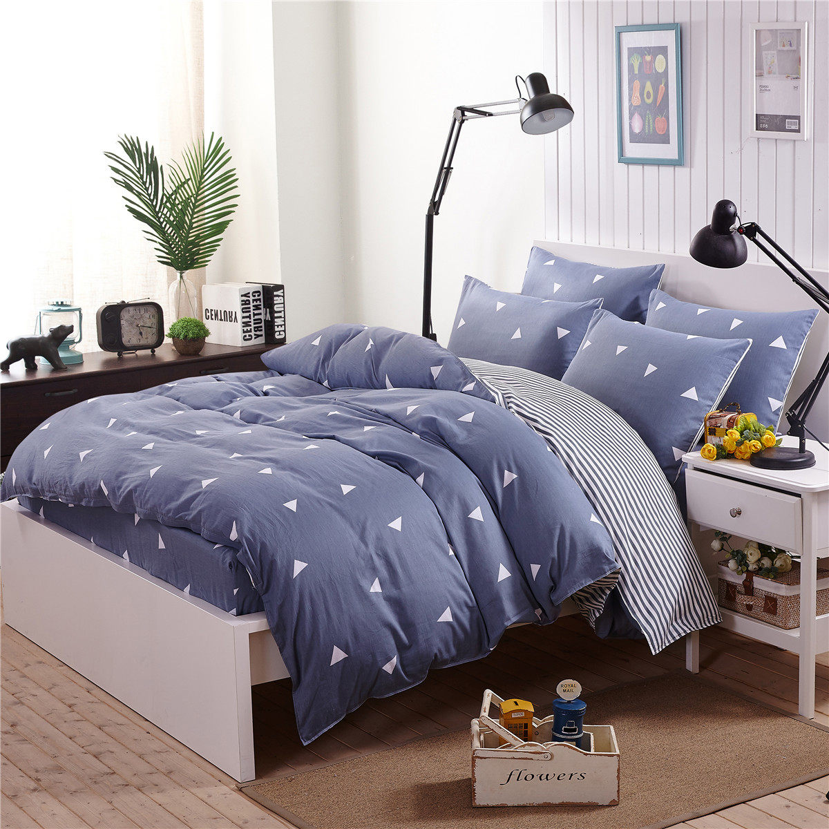 纯棉床笠四件套全棉床套床盖1.21.51.8米床上4件套被套简约韩版