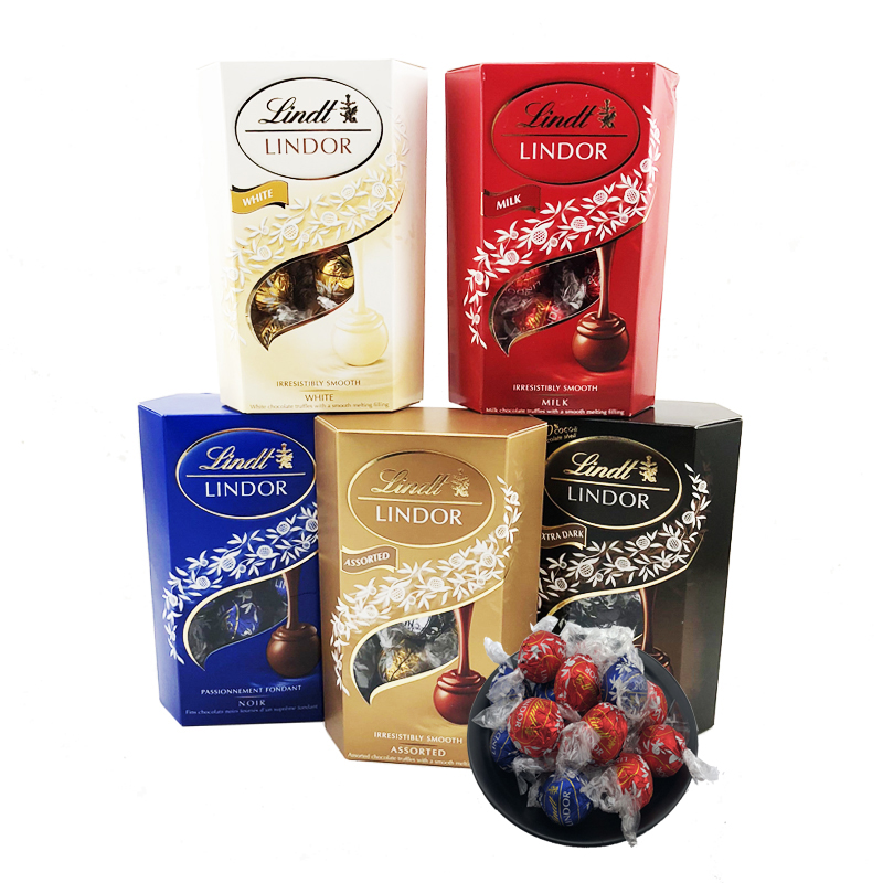 lindt瑞士莲软心巧克力浓黑牛奶白巧分享装200克巧克力情人节礼物