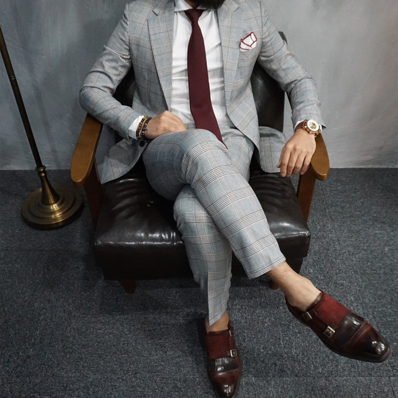 春秋款韩国男装千鸟格商务套西装男士韩版修身休闲西服套装SET306|msdalam kategori Pakaian Lelaki, Sut - dari Buy2taobao.com untuk memberikan perkhidmatan ejen Taobao profesional membeli