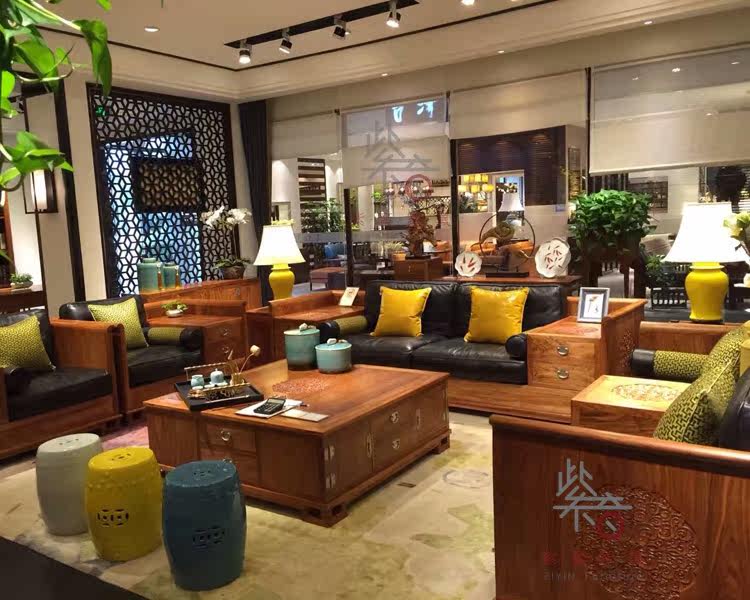 荣麟京瓷家具新中式刺猬紫檀沙发组合 红木沙发 花好月圆苏梨沙发