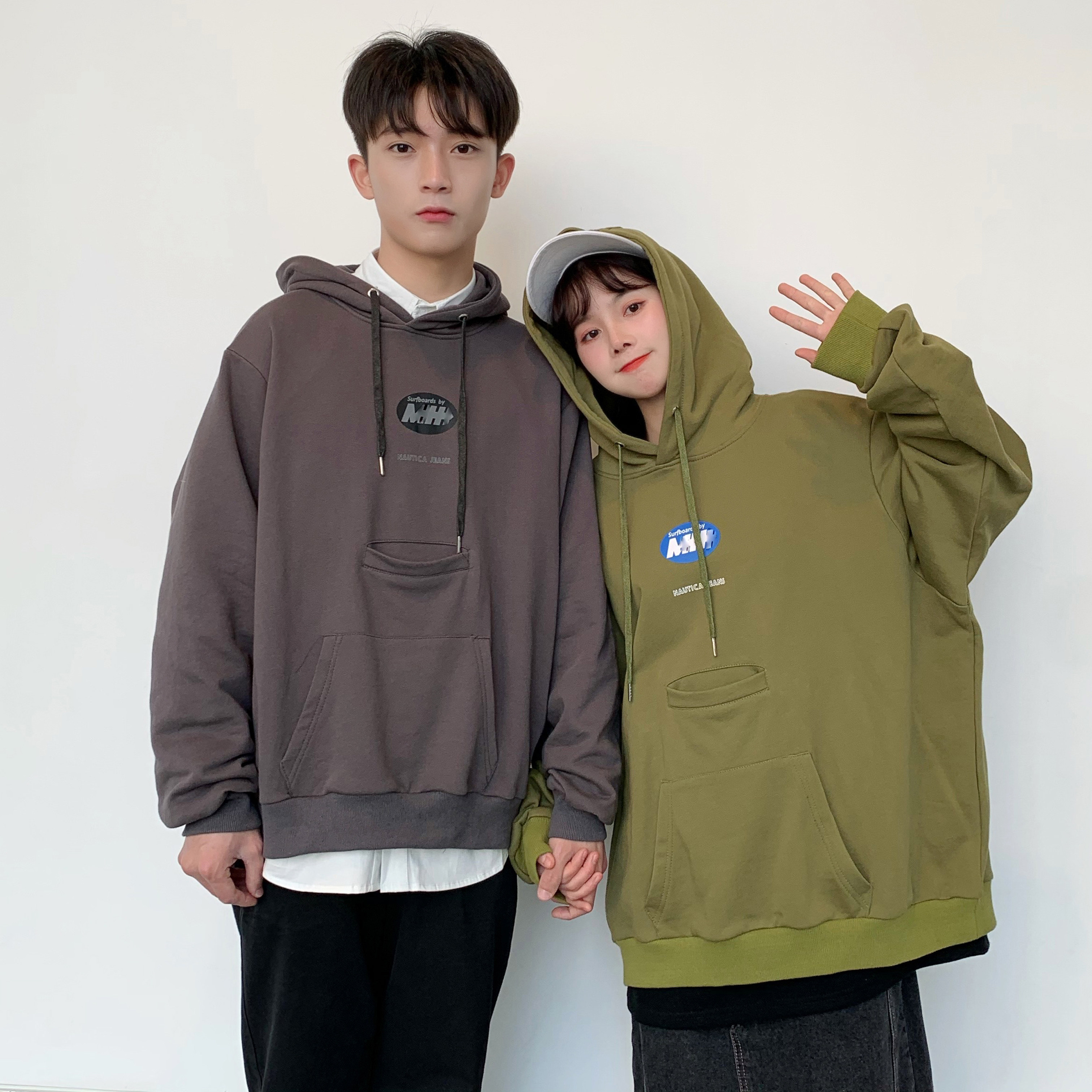 现货c316 wy2013 p65 袋鼠口袋情侣装卫衣连帽春装男女款套头款