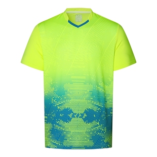 夏季运动T恤短袖速干衣男女款荧光绿羽毛球服定制网球上衣印logo