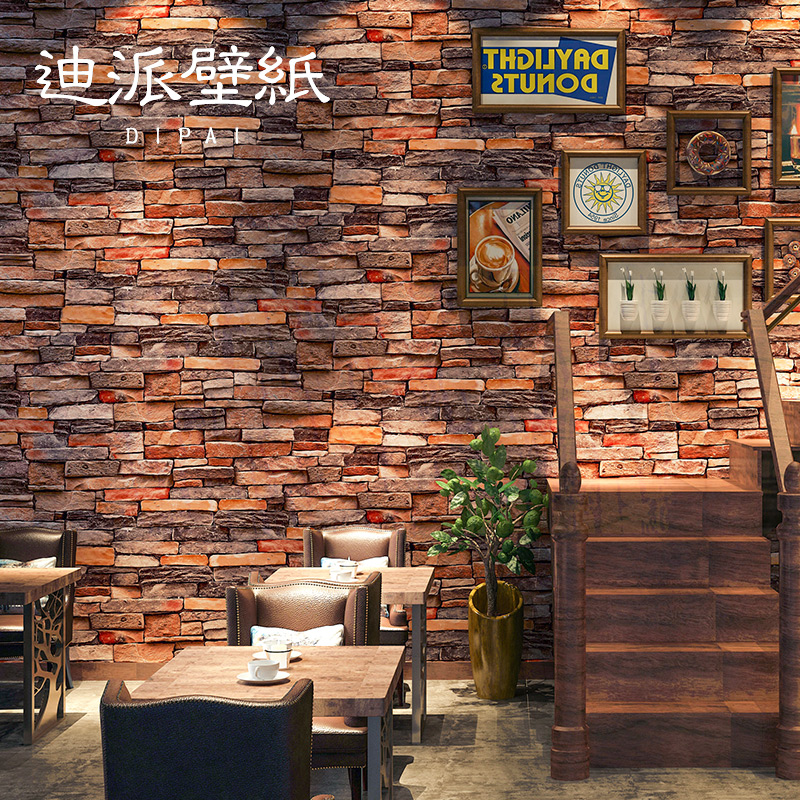 3D立体复古红砖砖纹砖块墙纸非自粘大理石餐厅工业风壁纸店铺装修在类目 家装主材, 墙纸, PVC墙纸中 - 来自Buy2taobao.com提供专业的淘宝代购服务