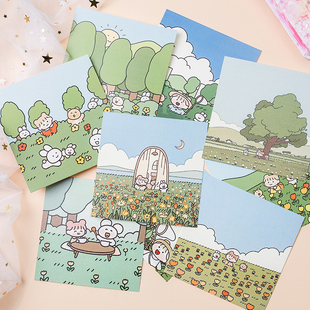 韩国fommy森林女孩插画头像装饰卡