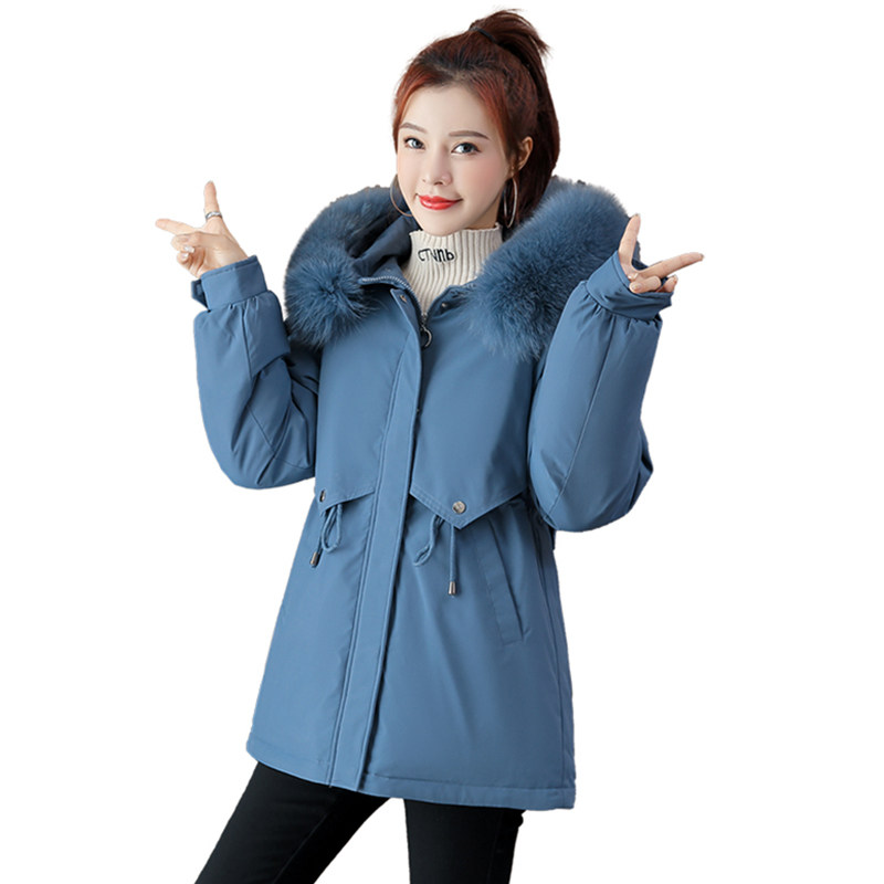加绒加厚派克服短款外套女2021新款冬季大码女士羽绒棉衣棉服女装