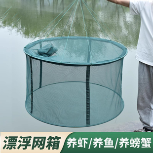 折叠网箱鱼护养鱼网袋便携式浮水鱼网养鱼箱隔离网养殖存鱼箱鱼池