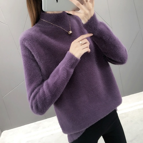 2019冬季毛衣女宽松高领套头韩版保暖上衣修身显瘦打底针织