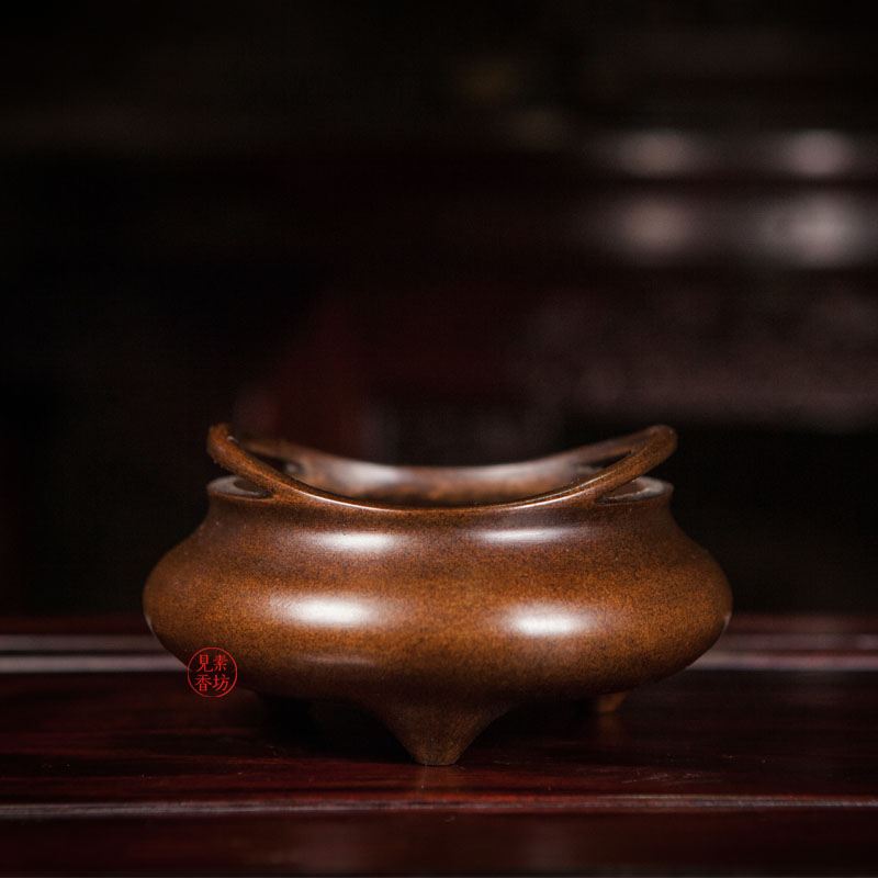 见素香坊 陈巧生冲天耳三足乳炉 宣德经典款巧生铜香炉二号b264-5