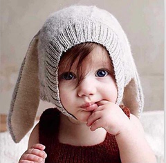 2016新款儿童摄影服装韩版兔子耳朵宝宝帽男女婴毛线针织造型帽子