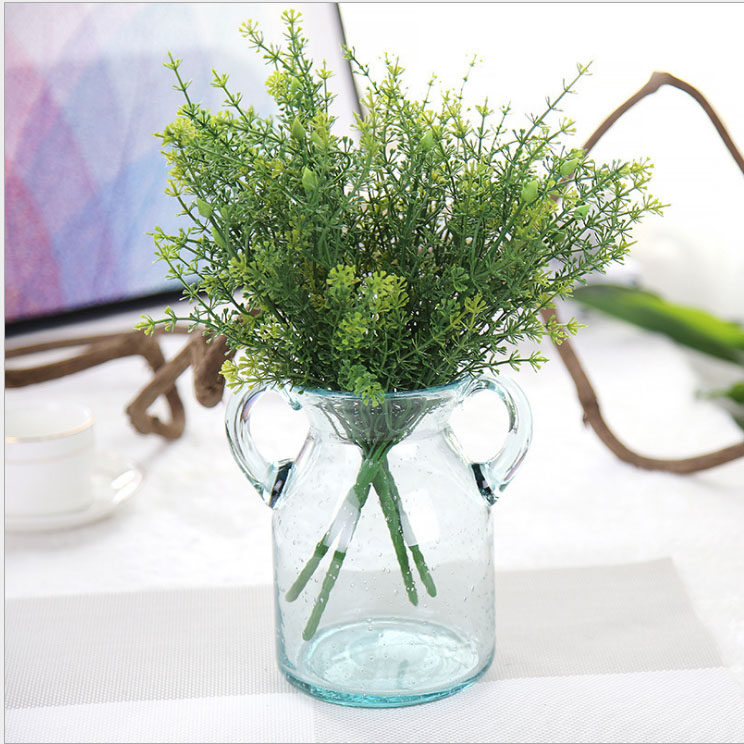 仿真黄绿色小叶子尤加利圆草绿配草仿真花绿色假花婚庆装饰假草束