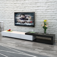 北欧现代小户型可伸缩电视柜 黑白色电视墙组合壁柜地柜茶几组合