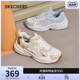 Skechers斯凯奇2024年春夏新款女鞋厚底老爹鞋网布拼接百搭休闲鞋