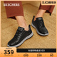 Skechers斯凯奇春夏男鞋绑带商务鞋黑色休闲皮鞋日常百搭通勤板鞋