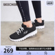 Skechers斯凯奇春夏黑色运动鞋女鞋轻便休闲鞋简约缓震舒适跑步鞋