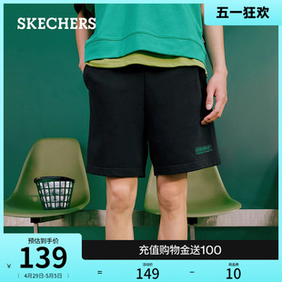 Skechers斯凯奇夏季男子柔软舒适透气休闲短裤简约百搭直筒运动裤