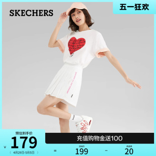 Skechers斯凯奇运动速干半身裙女a字高腰百褶裙裤