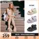 Skechers斯凯奇外穿女鞋凉拖鞋2025新款夏厚底增高休闲凉鞋沙滩鞋