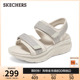 Skechers斯凯奇女魔术贴罗马凉鞋2025新款夏季外穿凉拖软底沙滩鞋