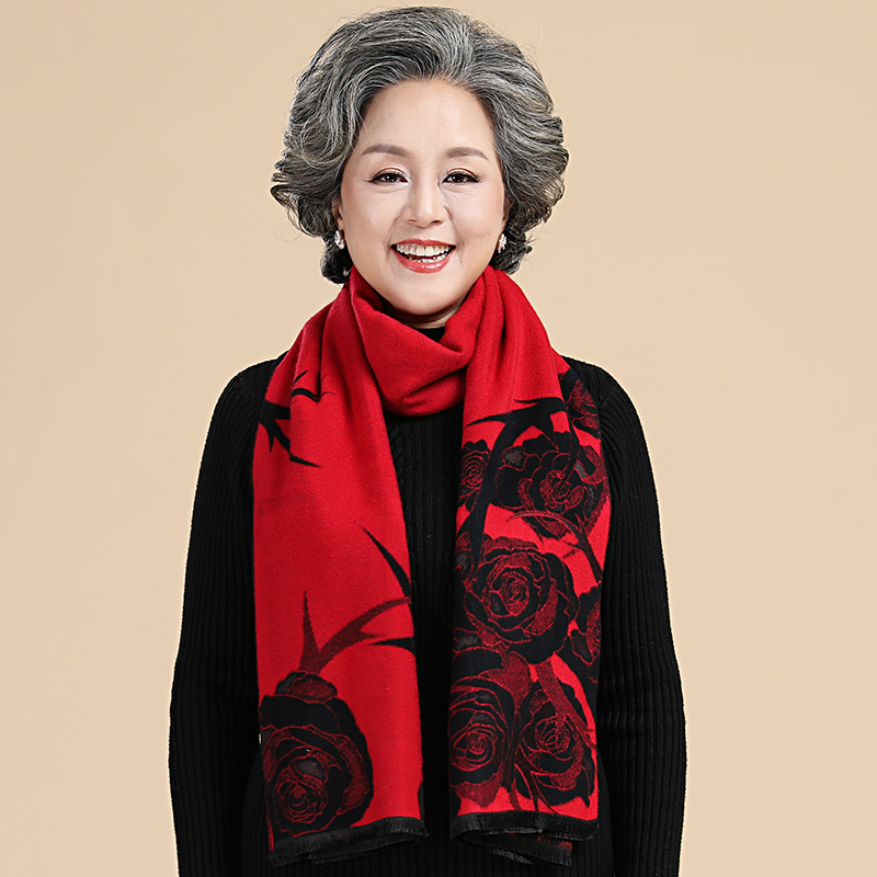 围巾女士冬季百搭2020年新款秋冬天中老年人老人妈妈奶奶加厚披肩