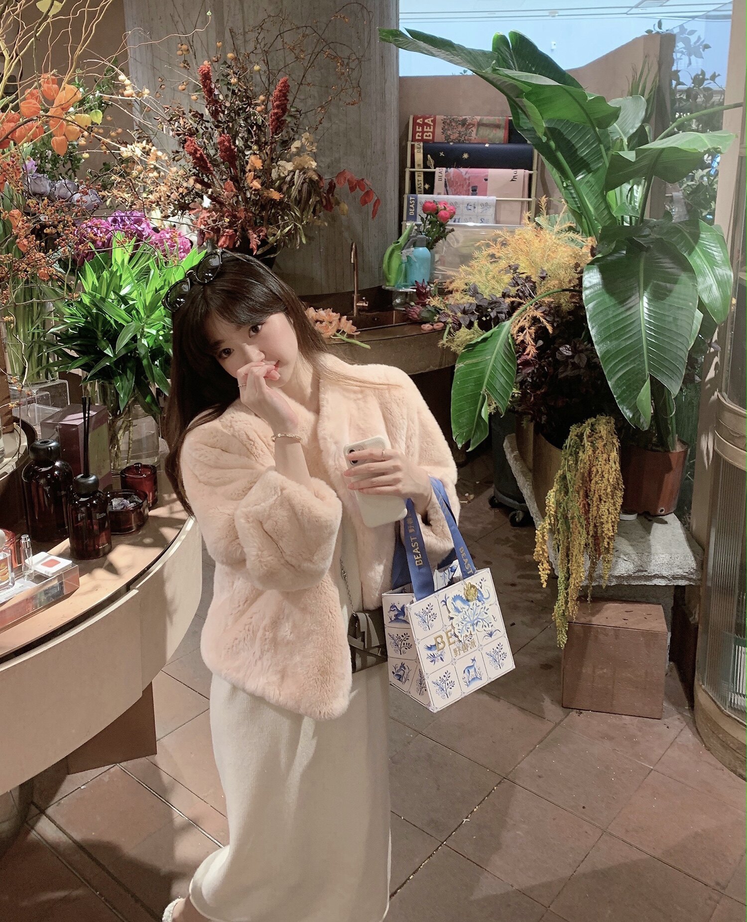 皮毛一体皮草外套短款女
