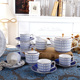 英式下午茶茶具套装优雅蓝圈欧式茶具宫廷家用骨瓷咖啡杯套具