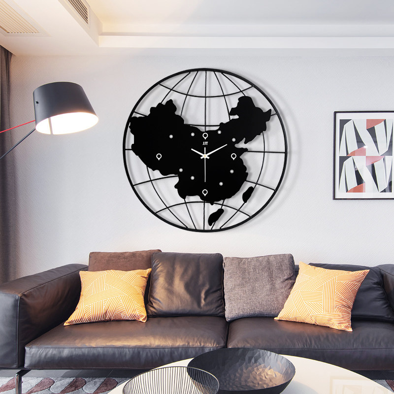 中国创意地图钟表挂钟客厅家用时尚大气表现代个性装饰壁挂时钟