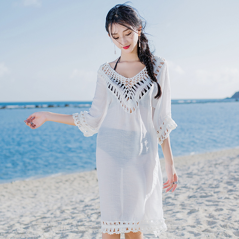 Bikini Smock summer Seaside on vacation Swimsuit coat Hollow Lace hot spring Outside the ride Sandy beach Sunscreenin the Women's clothing/Boutique , Lace shirt/Chiffon shirt category - from Buy2taobao.com to provide professional Taobao agent buy service