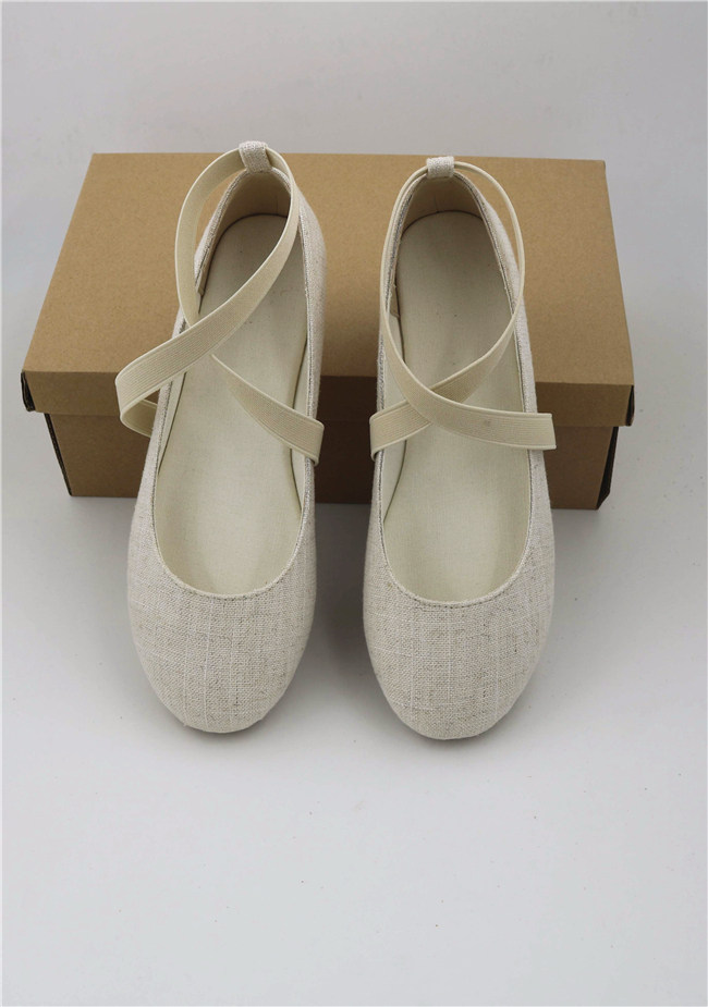 秋季老布鞋亚麻平底棉麻鞋女鞋文艺小清新名族风松紧交叉带女鞋