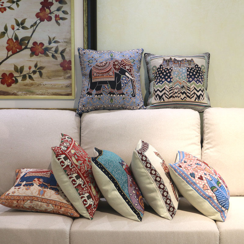 古典民族风沙发刺绣抱枕套民宿酒店餐厅格调布艺抱枕靠垫4545cm