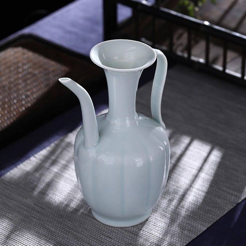 仿宋点茶小号影青手执壶汤瓶茶酒壶宋代点茶斗茶比赛培训练习道具