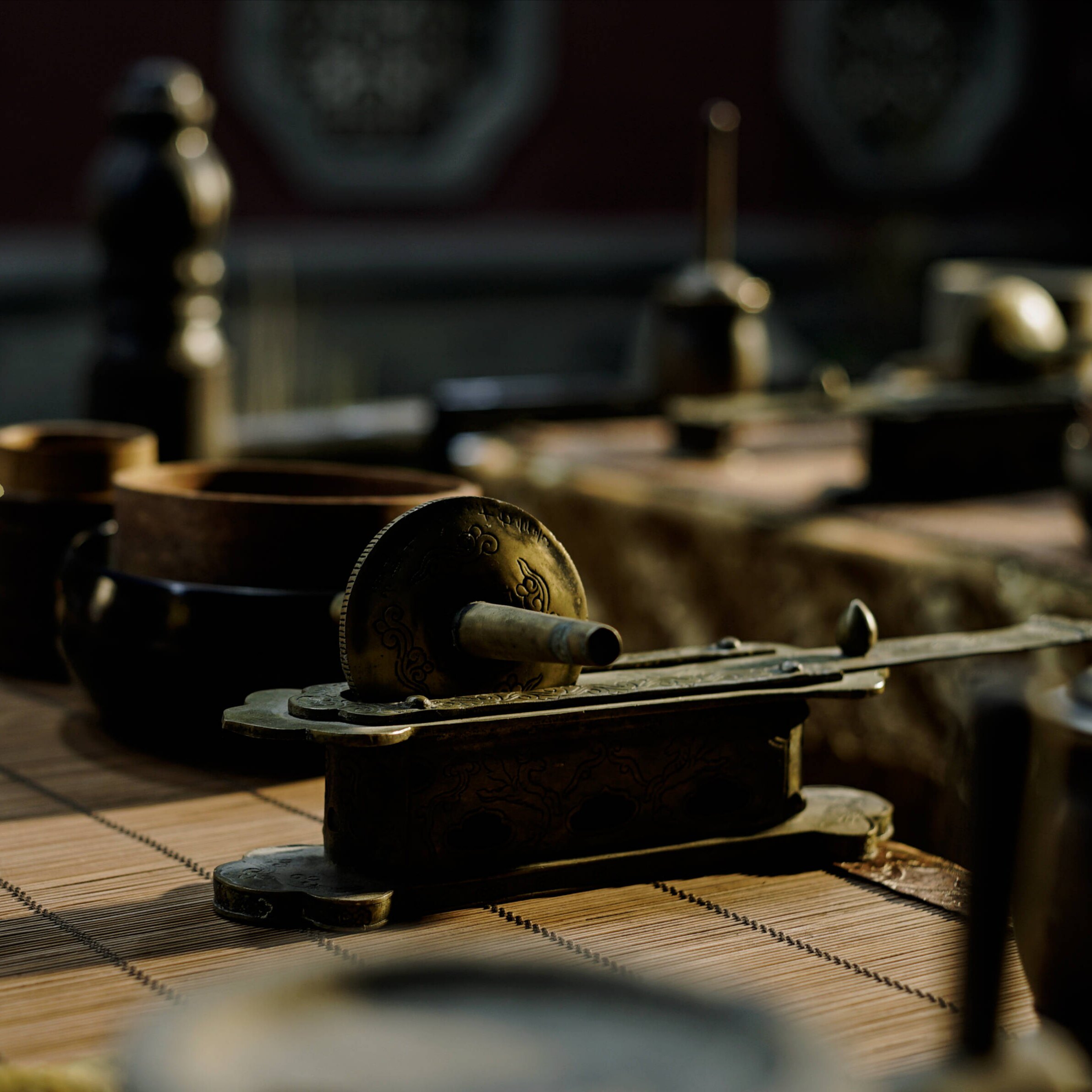 唐代煎茶茶臼宋代点茶茶具茶铜粉碾仿